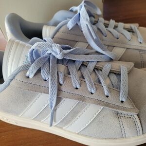 Adidas Light Blue and White Suede Grand Court Alpha Wms 6.5 New Without Tags
